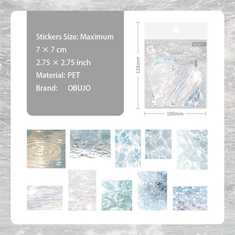 20 Pcs Water Texture PET Stickers LGBY