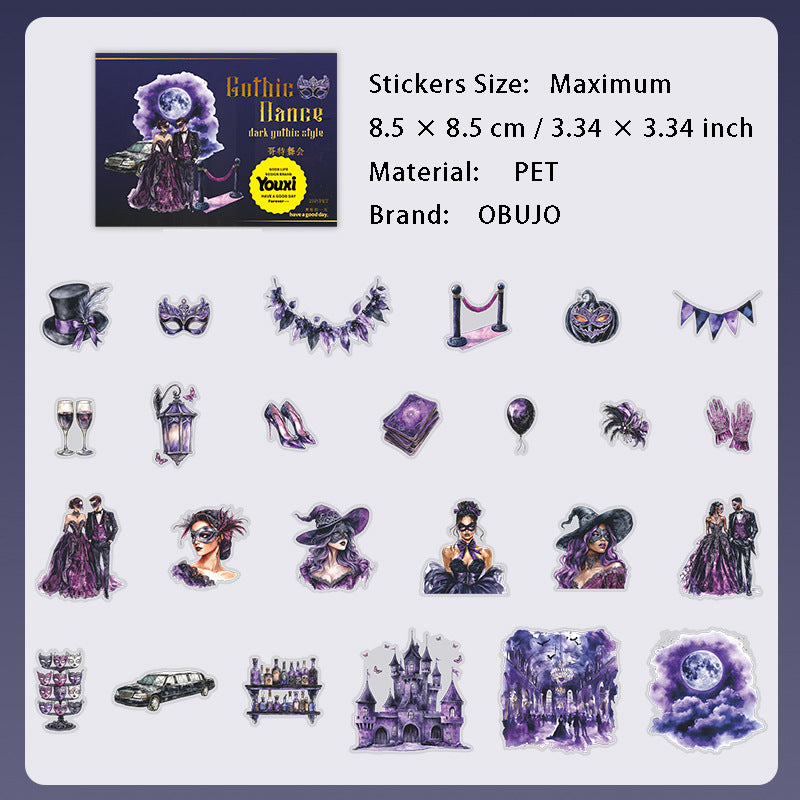 25 Pcs Gothic PET Stickers GTWH