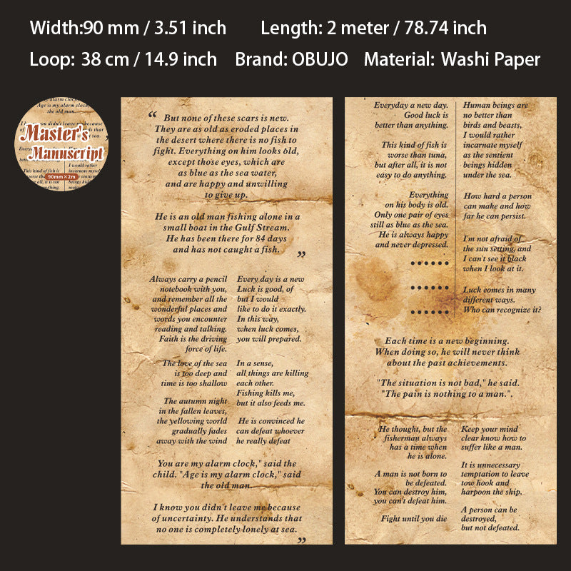 1 Roll Masterpiece Themed Washi Tape WHSG