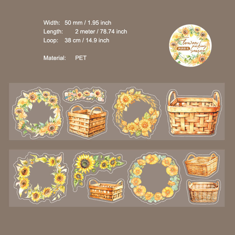 1 Roll Flower Basket PET Stickers Tape CHSJ