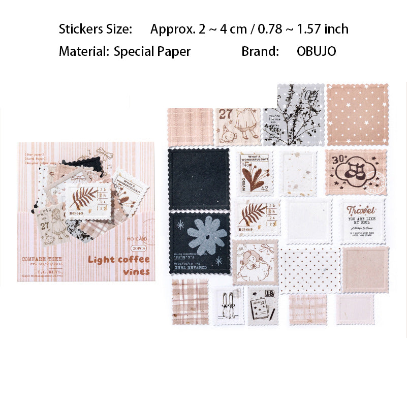 20 Pcs Aesthetic Embossed Journal Stickers YSJS