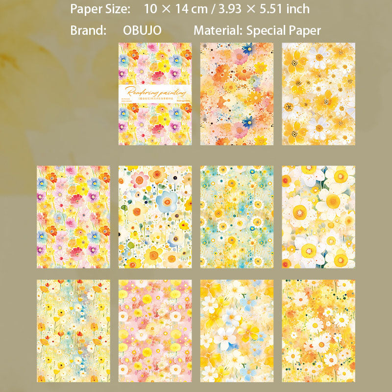 30 Pcs Watercolor Floral Journal Paper YRHH
