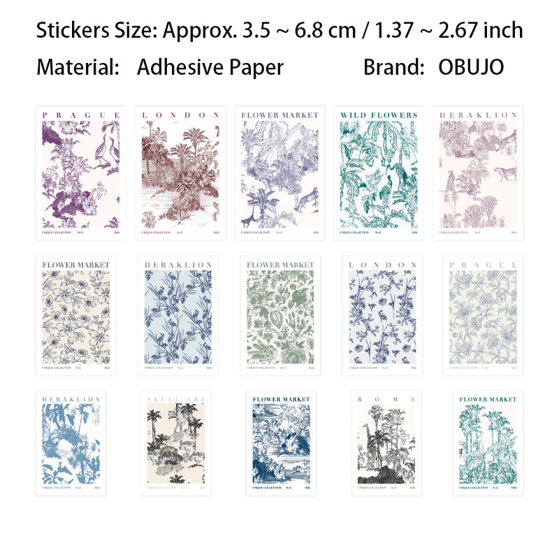 30 Pcs Botanical Art Themed Stickers ZWHX
