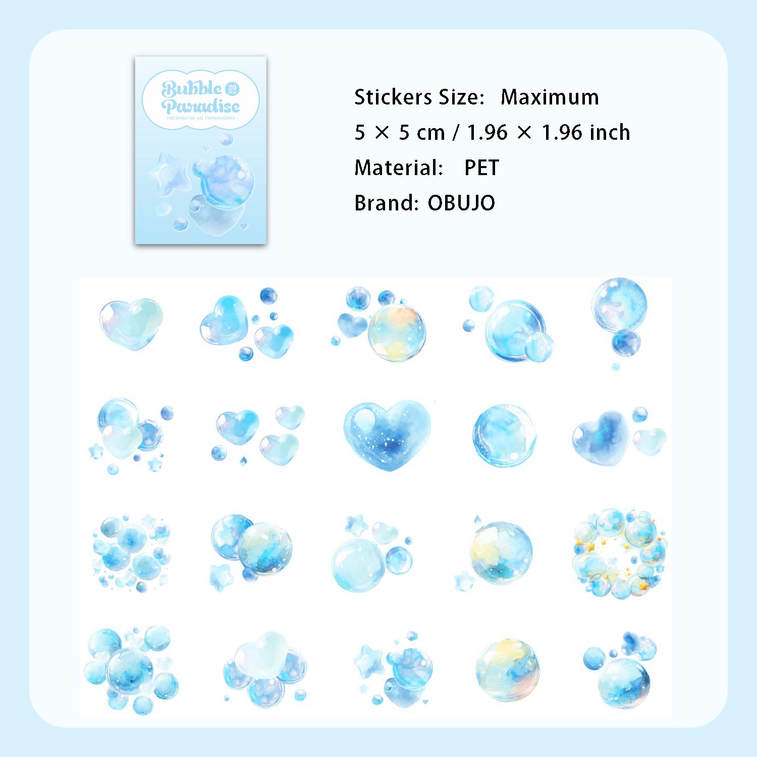 20 Pcs Fantasy Bubble PET Stickers MHPP