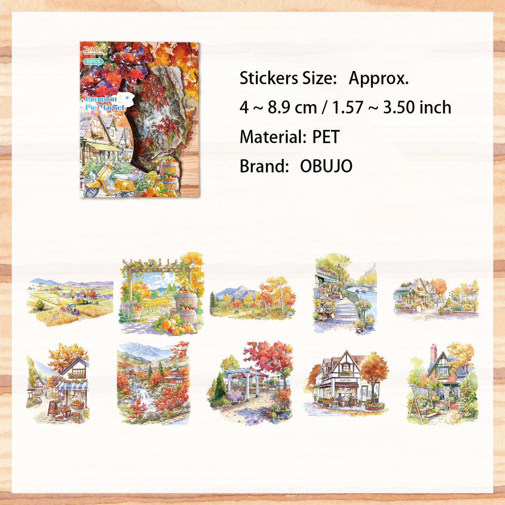 10 Pcs Seasonal Landscape PET Stickers SSQH