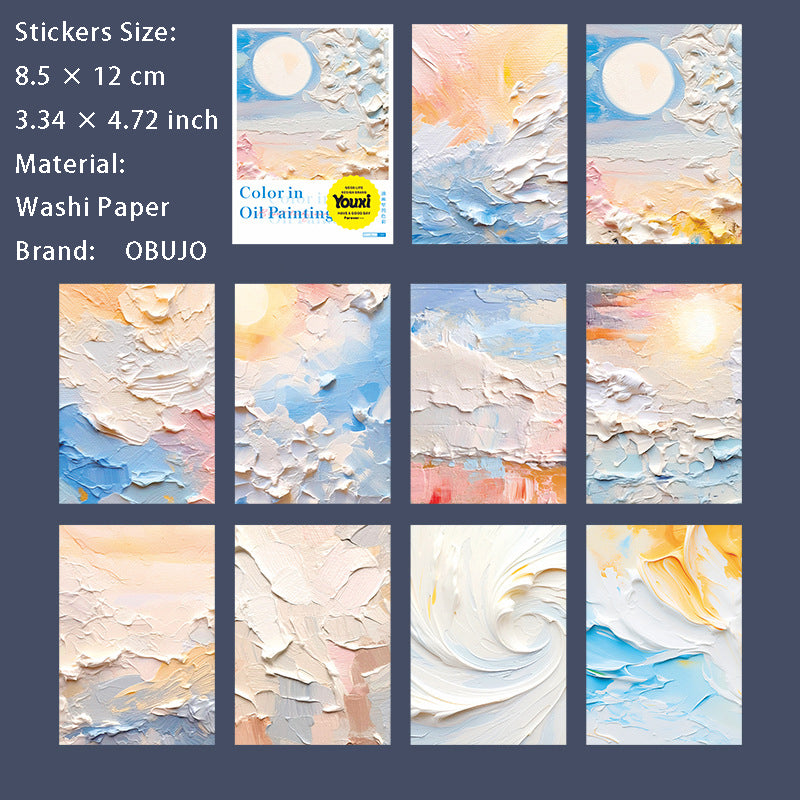 10 Pcs Oil Paint Art Washi Stickers YHLSC