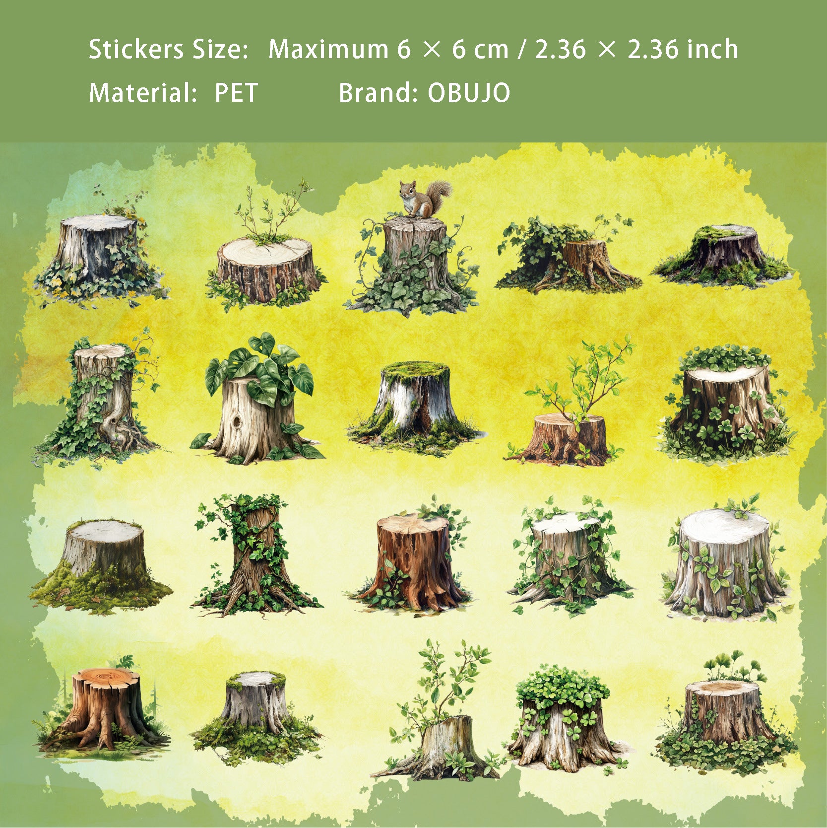 20 Pcs Wood Pile PET Stickers NLXL
