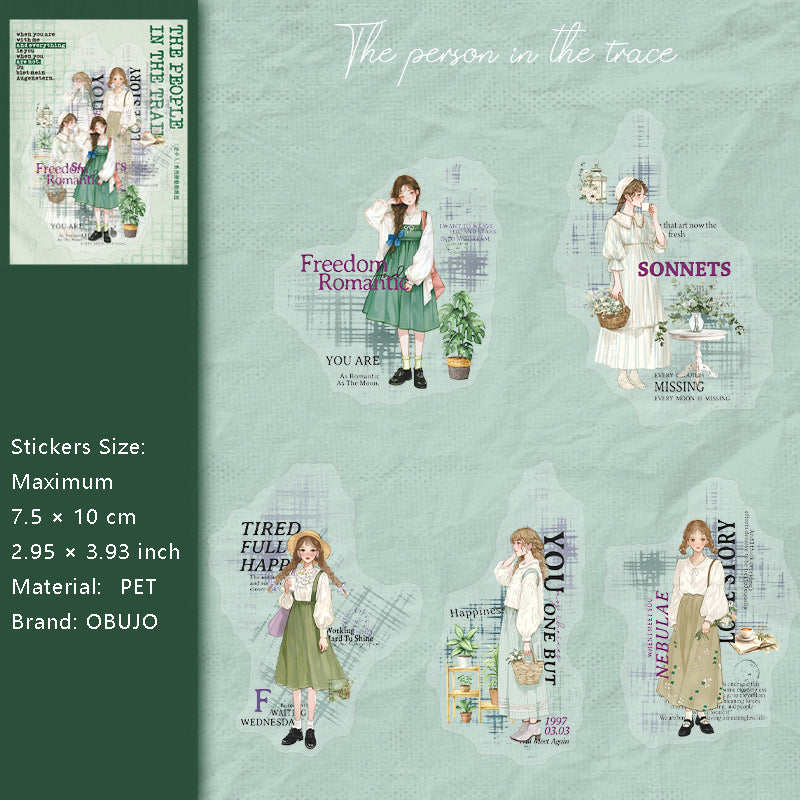 20 Pcs School Girl Collage PET Stickers JZR