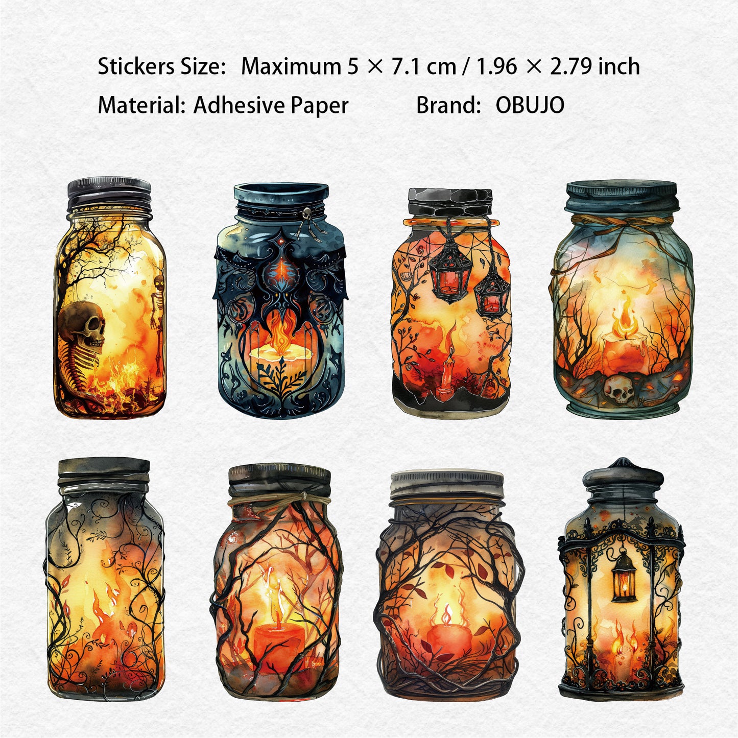 8 Pcs Gothic Magic Bottle Stickers MFPZ