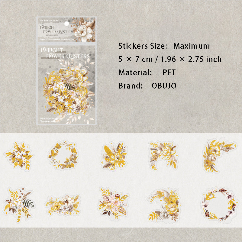20 Pcs Gold Foil Flower PET Stickers KXFY