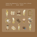 15 Pcs Gold Foil Vintage Feather PET Stickers YYPZ