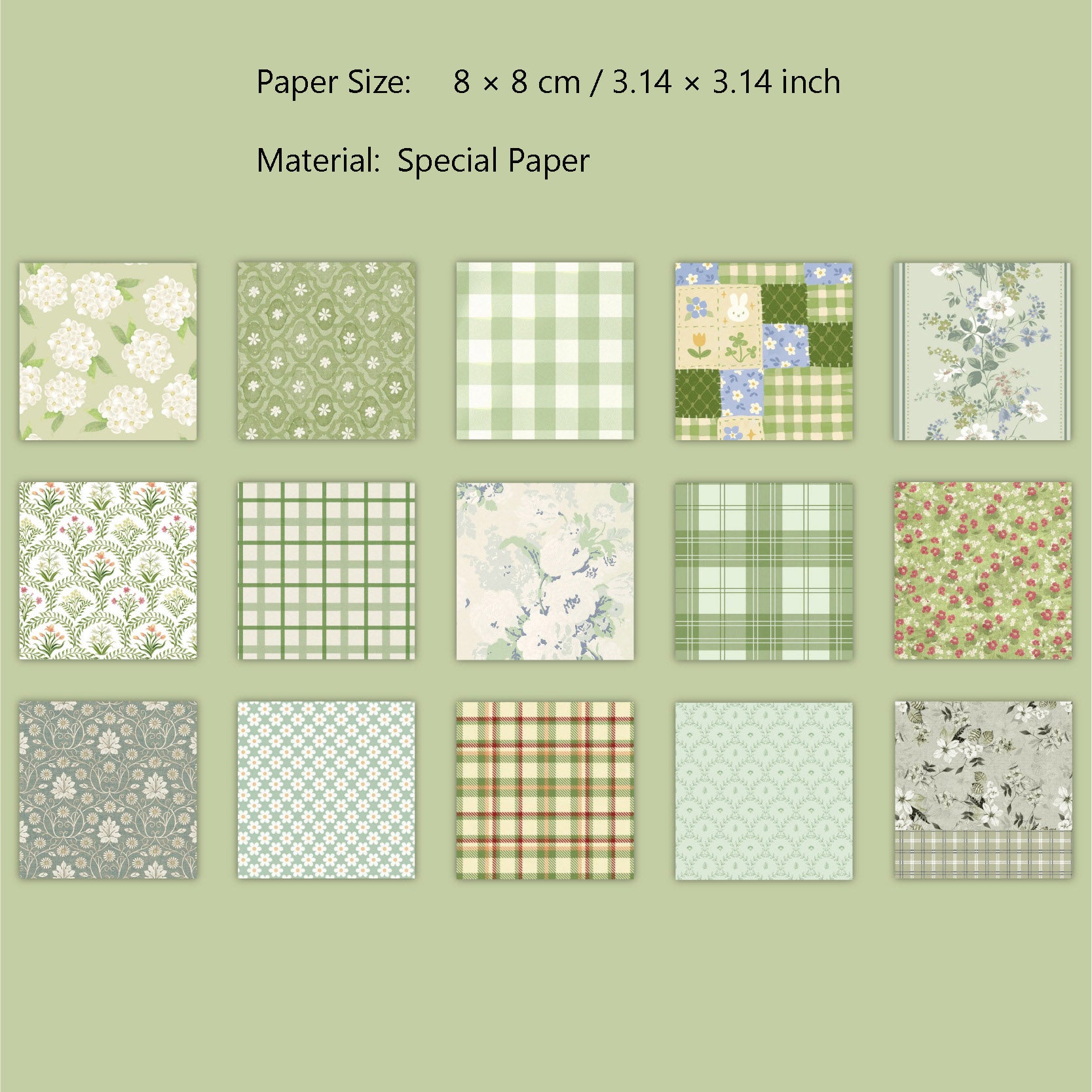 30 Pcs Floral Grid Basic Scrapbook Paper BWZX