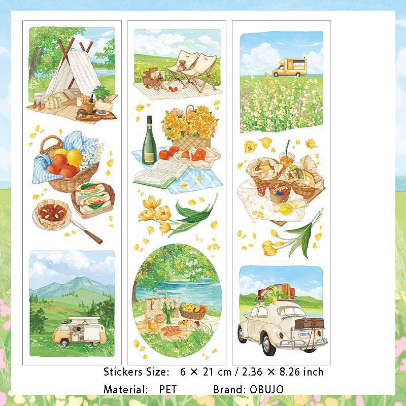6 Pcs Garden Spring PET Stickers CGZX