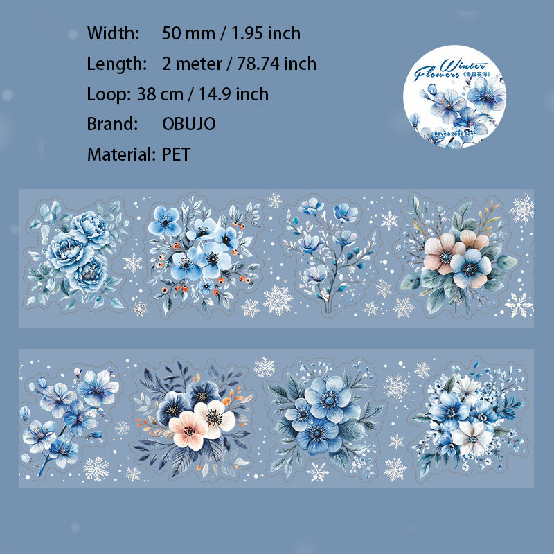 1 Roll Winter Flower PET Stickers Tape DRHH