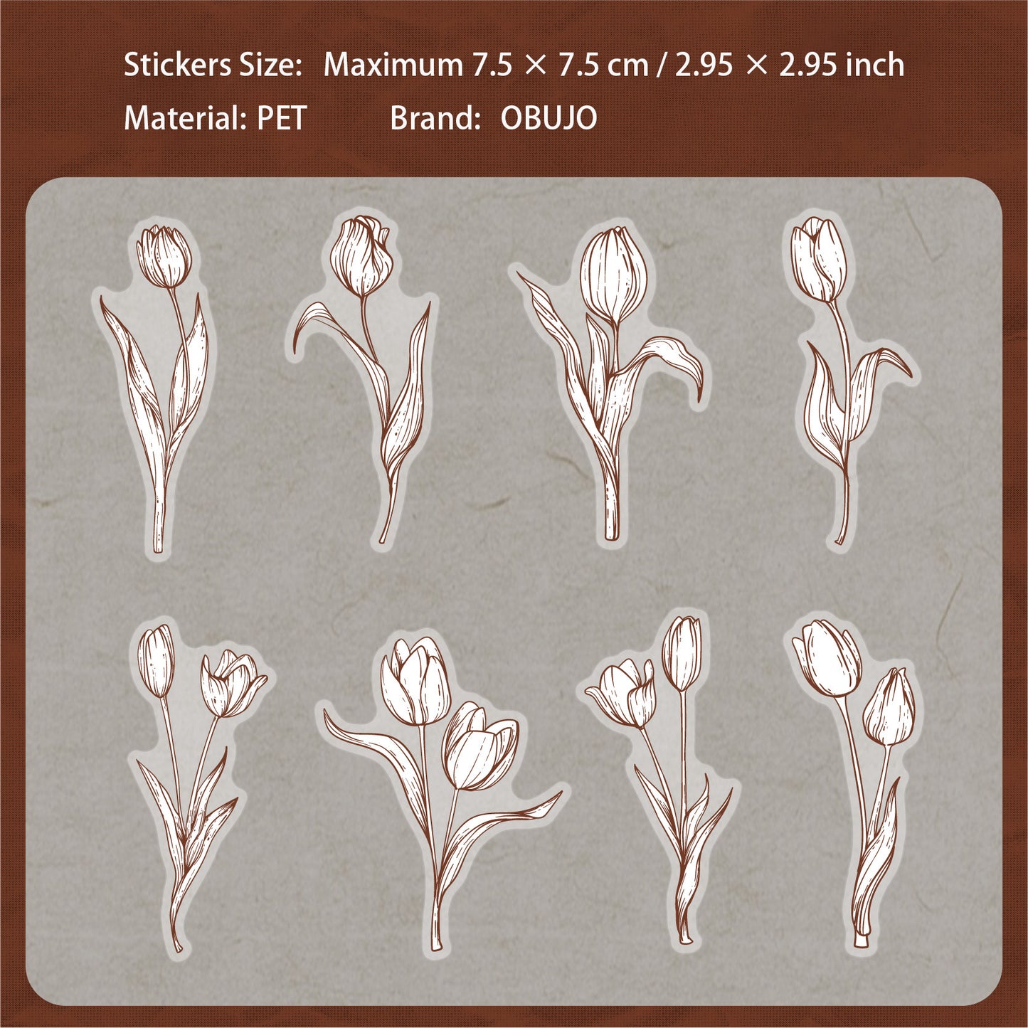 16 Pcs Vintage Flower PET Stickers HRXL