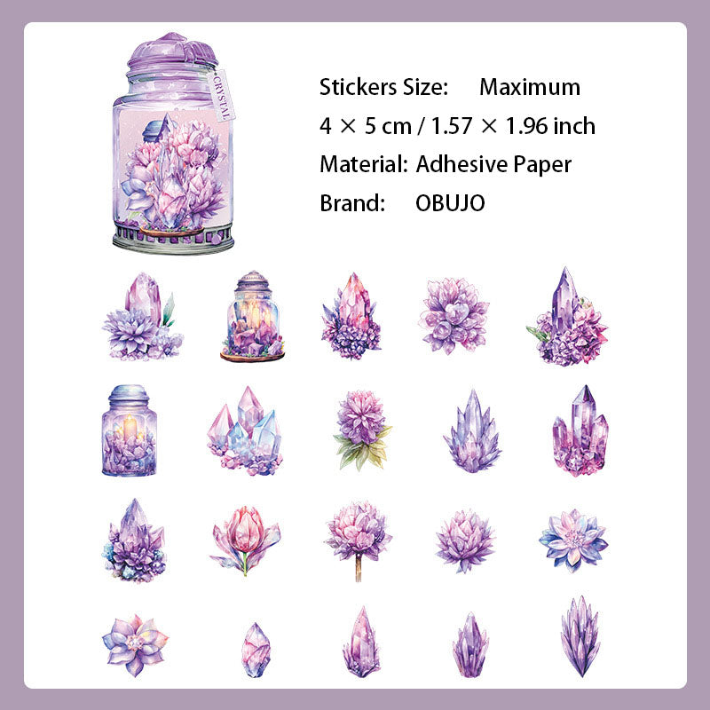 20 Pcs Crystal Flower PET Stickers HJWY
