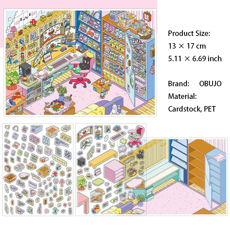 3D House Scene DIY Stickers Kit WDXW