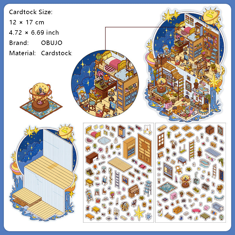 3D Shop Store Corner Scene DIY Stickers Kit XJL45