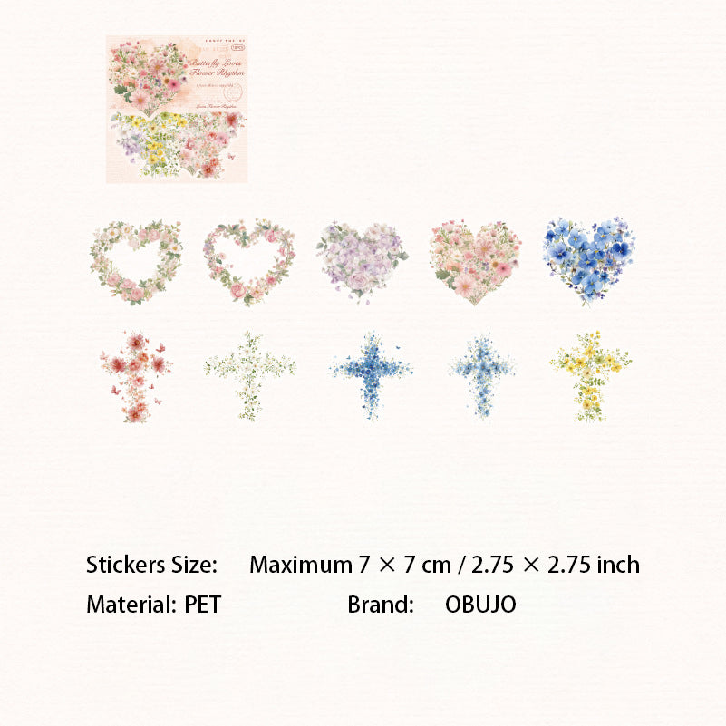 10 Pcs Floral World PET Stickers HHSJ