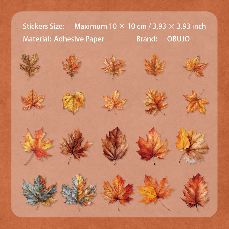 20 Pcs Seasonal Leaf PET Stickers LYPZ