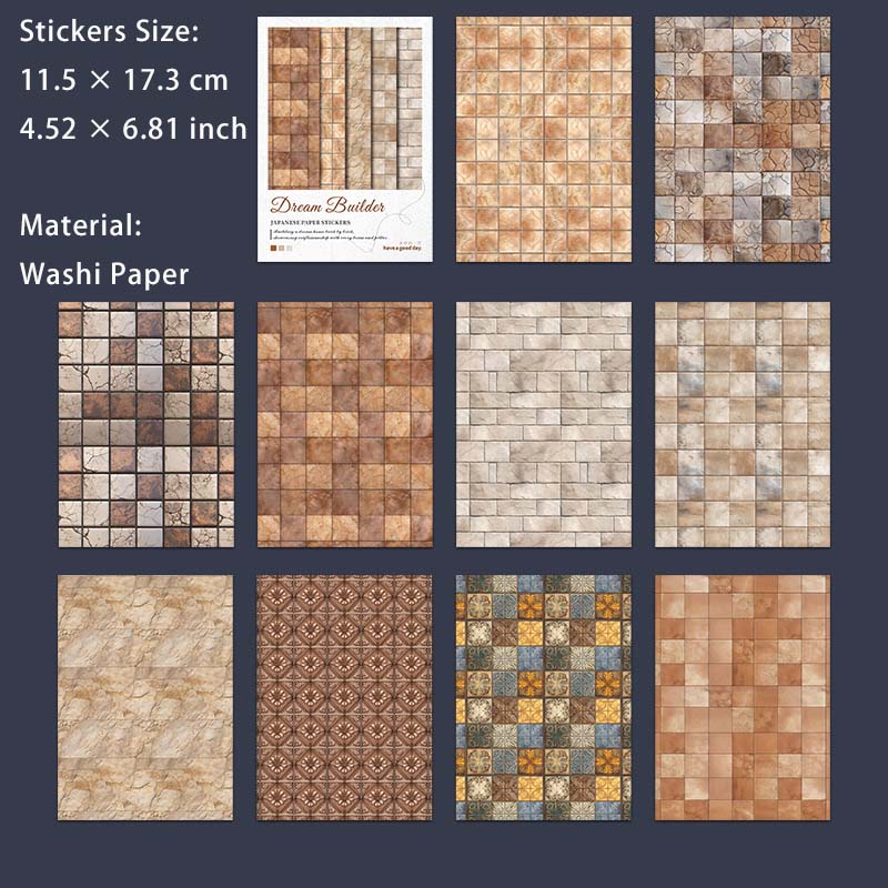 10 Pcs Wall Texture Scrapbook Stickers MXJZS