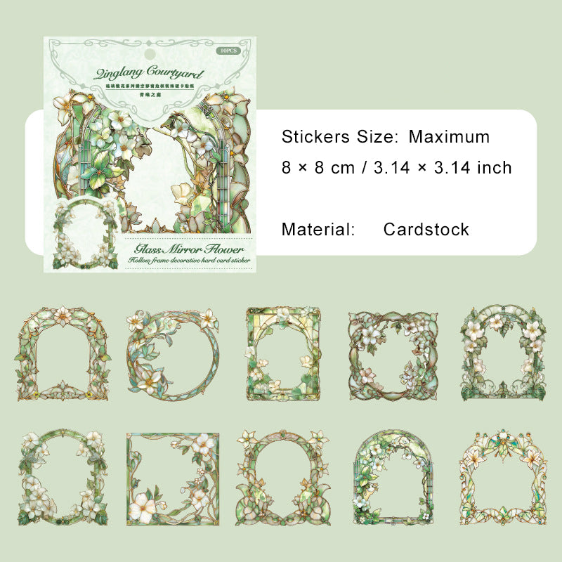 10 Pcs Floral Frame Cardstock Stickers LLJH