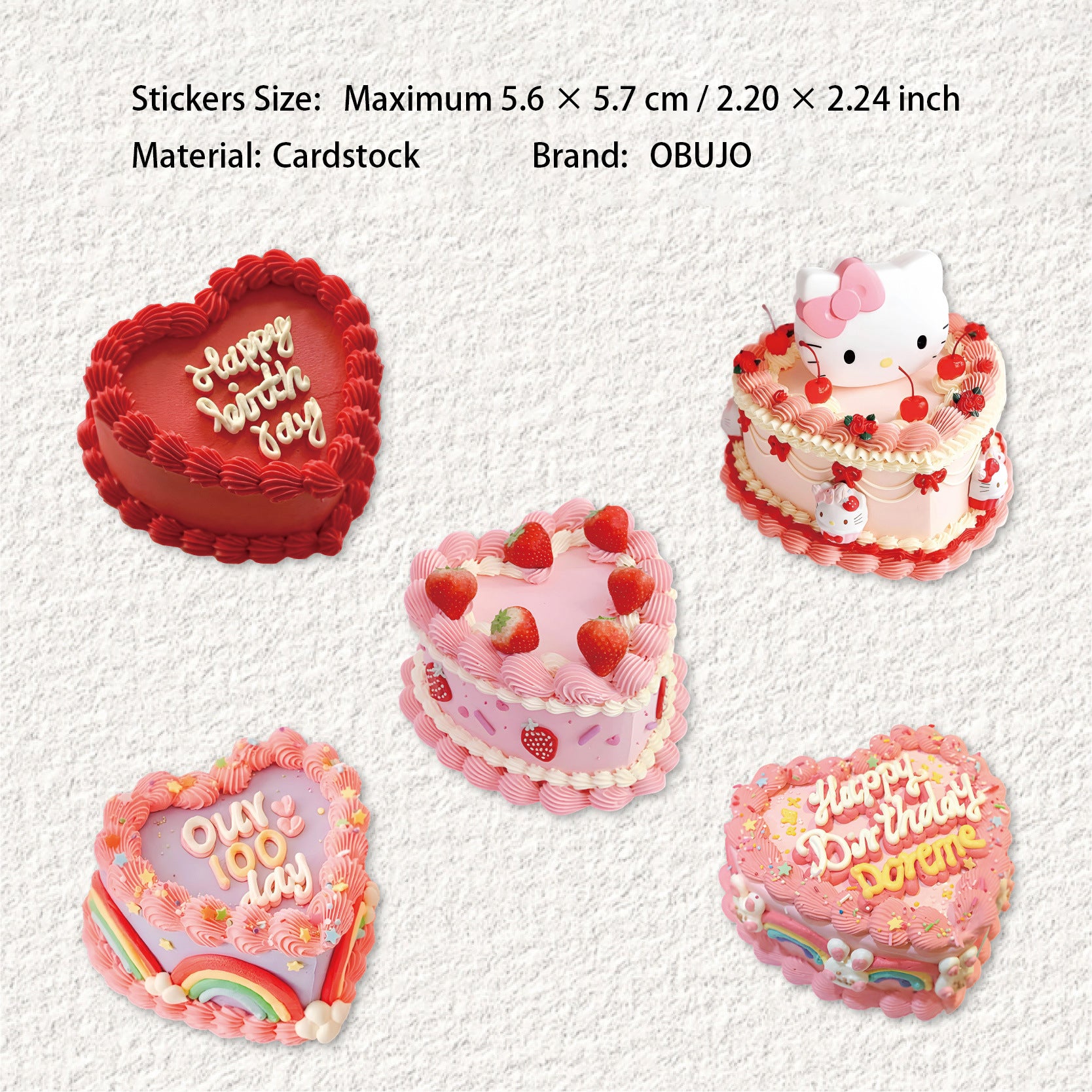 10 Pcs Cake Themed Cardstock Stickers DGXL