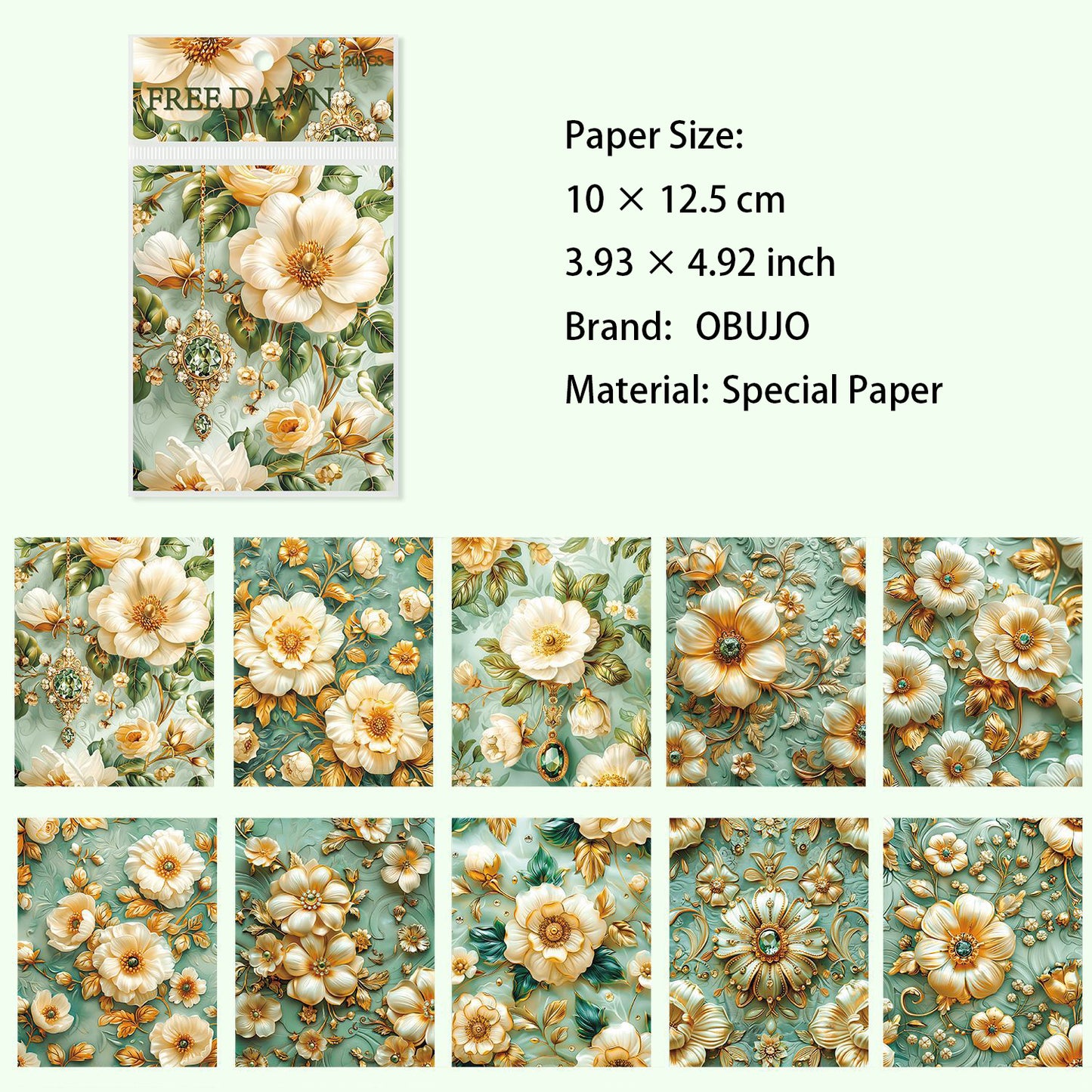 20 Sheets Fantasy Vintage Flower Journal Paper KKFQ