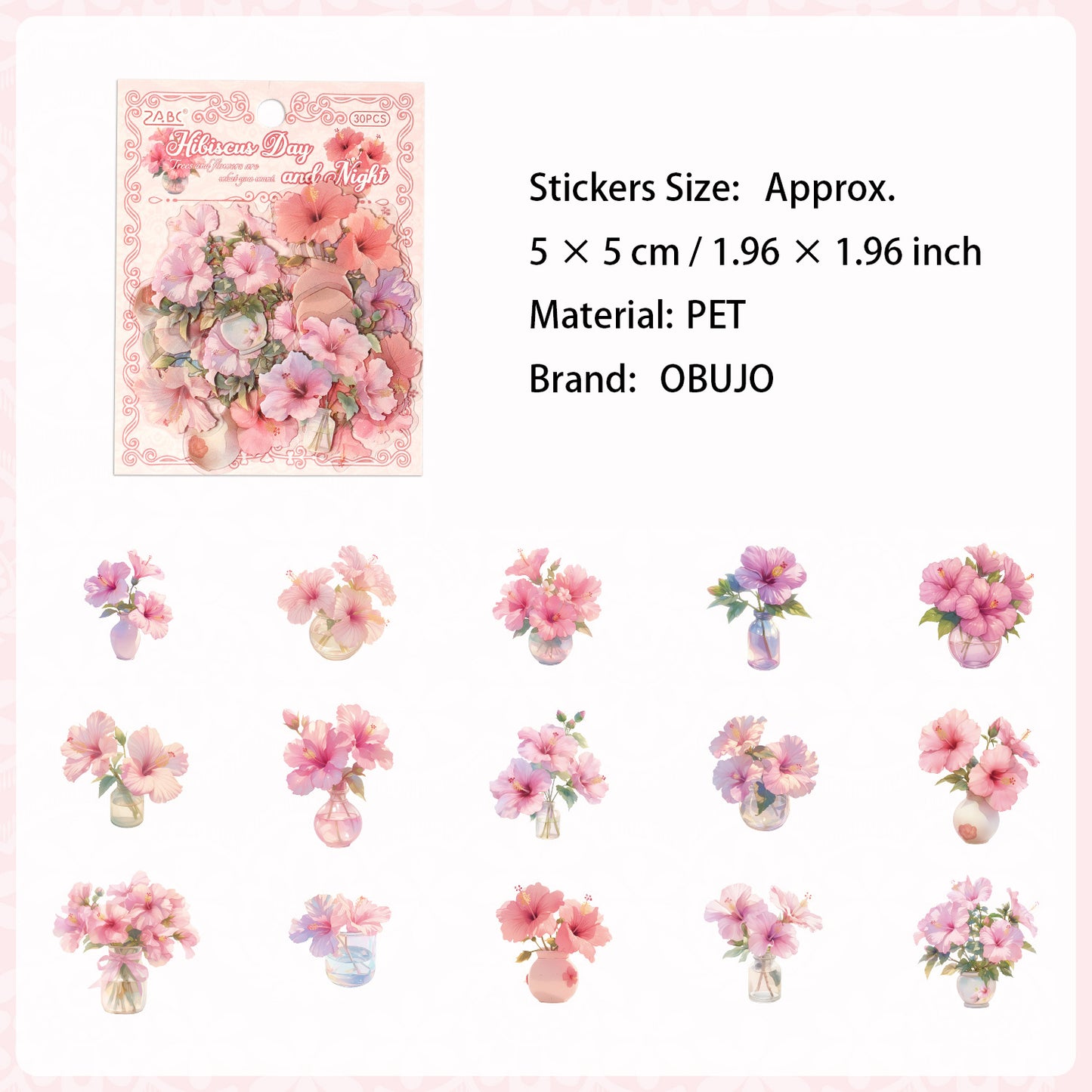 30 Pcs Potted Flowers PET Stickers HJXS