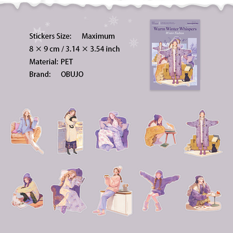 20 Pcs Winter Girl PET Stickers NDXY