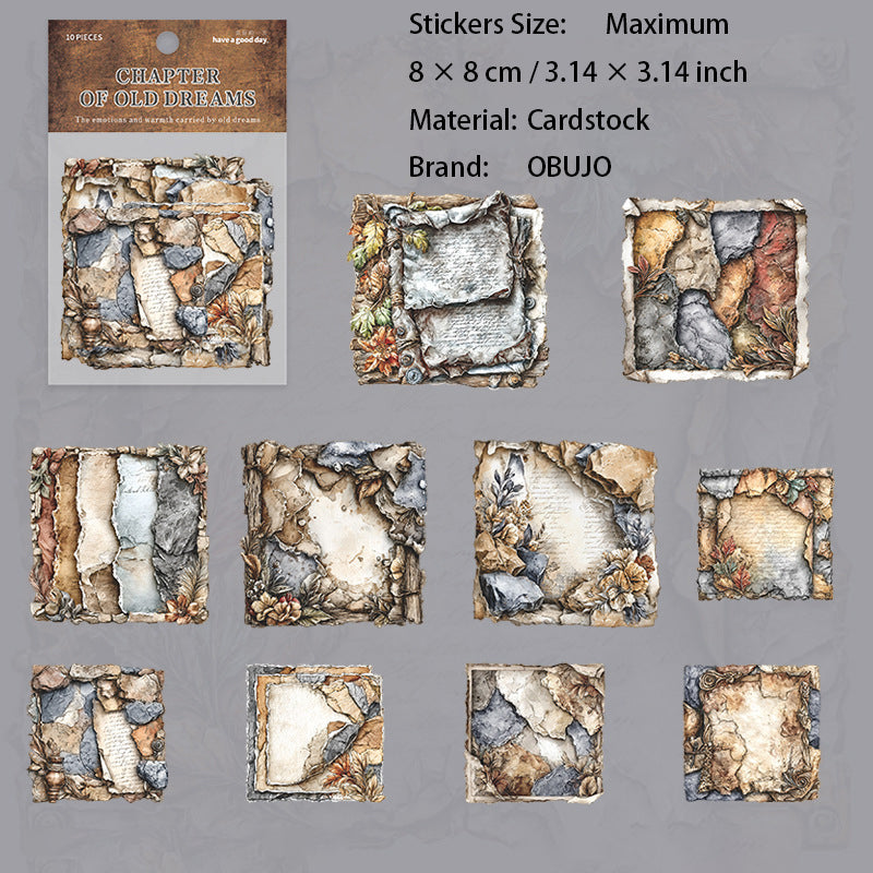 10 Pcs Vintage Cardstock Stickers JYPZ