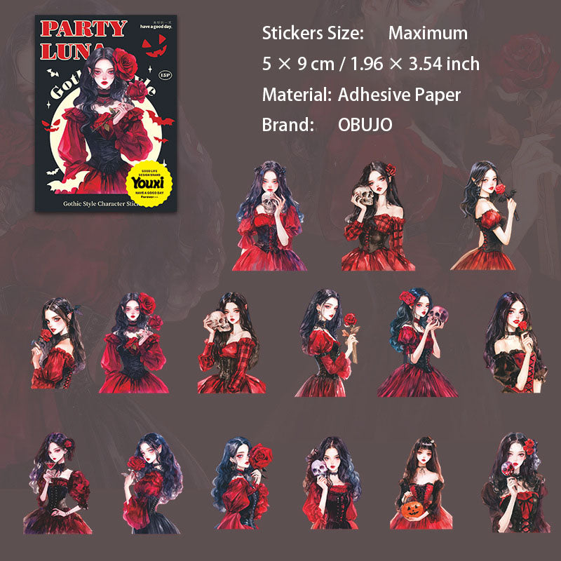 15 Pcs Halloween Party Girl Stickers LNPD