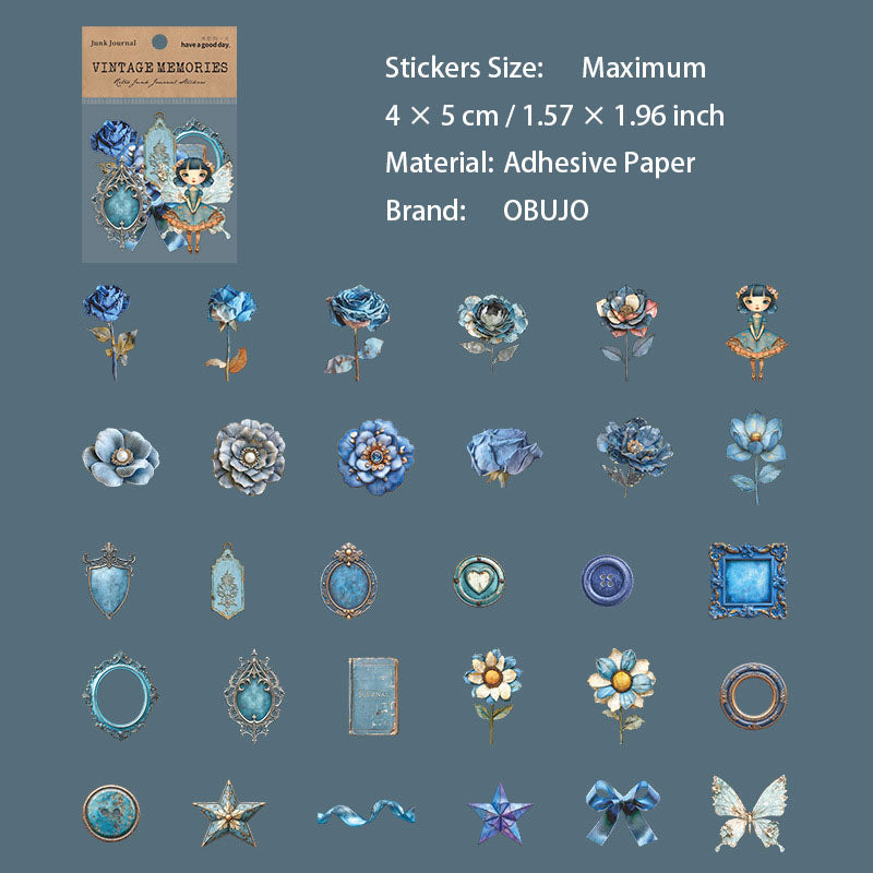 30 Pcs Vintage Flower Gadgets Stickers JWSG