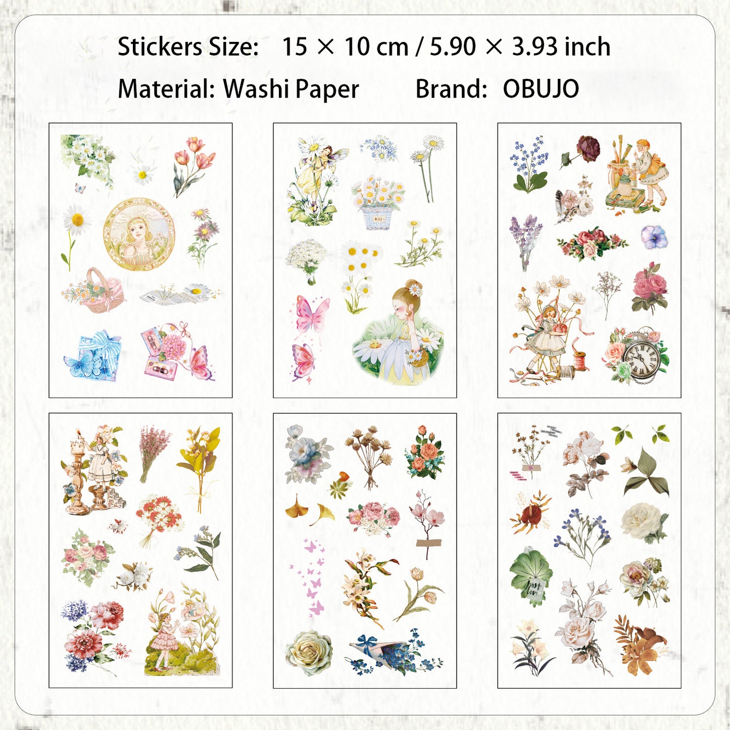 6 Sheets Basic Journal Stickers ZJWD