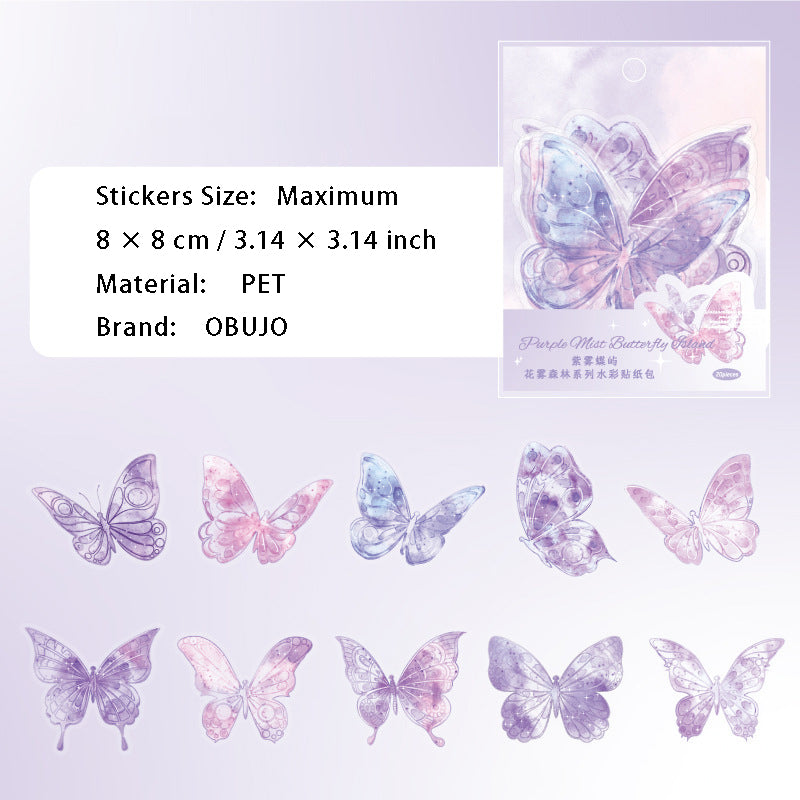20 Pcs Watercolor Flower PET Stickers HWSL