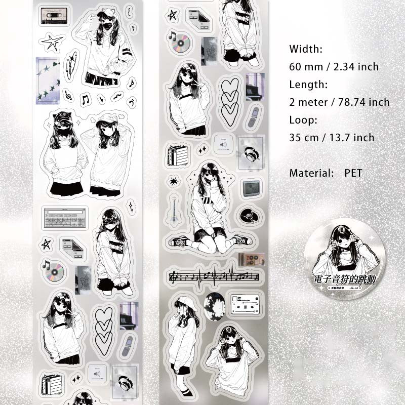 1 Roll Comic Girl PET Stickers Tape WXDSJ