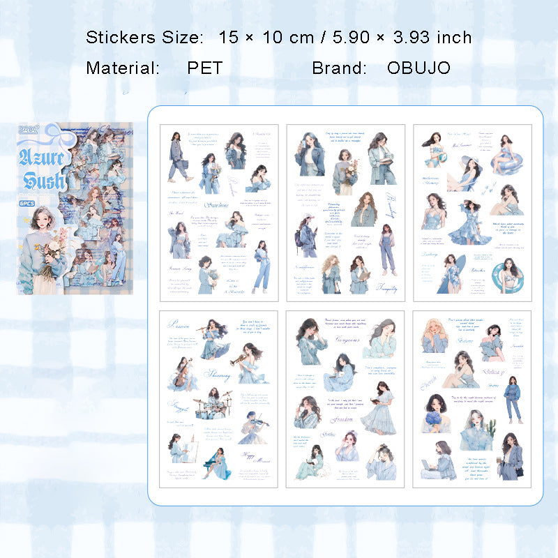 6 Sheets Urban Fashion Girl PET Stickers RGXY