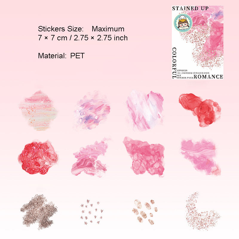 12 Pcs Watercolro PET Stickers RSDCLM