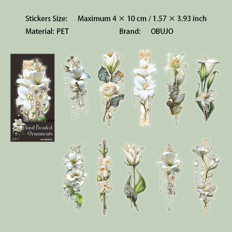 20 Pcs Floral Jewelry PET Stickers HYZS