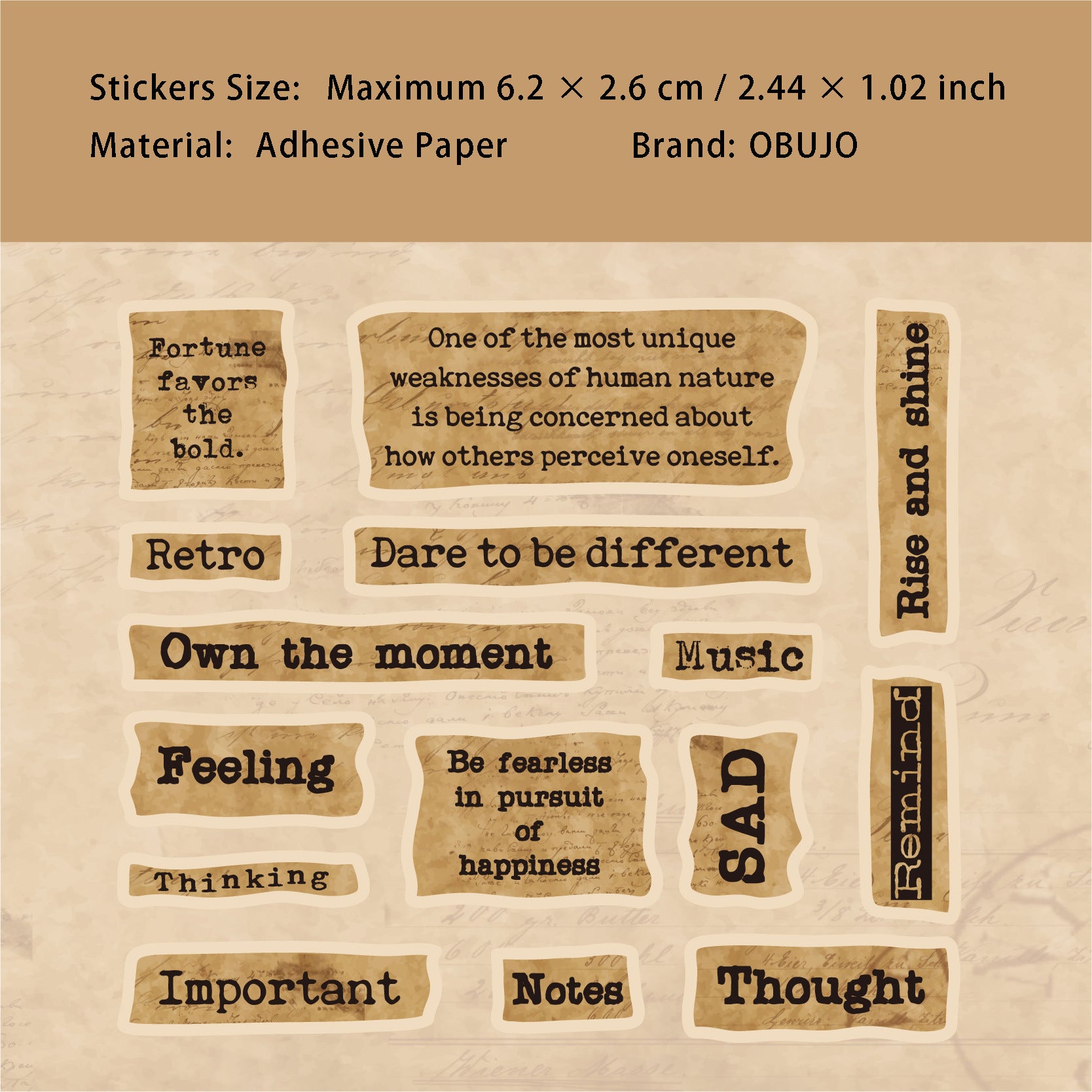 30 Pcs Vintage Quote Stickers XYXL