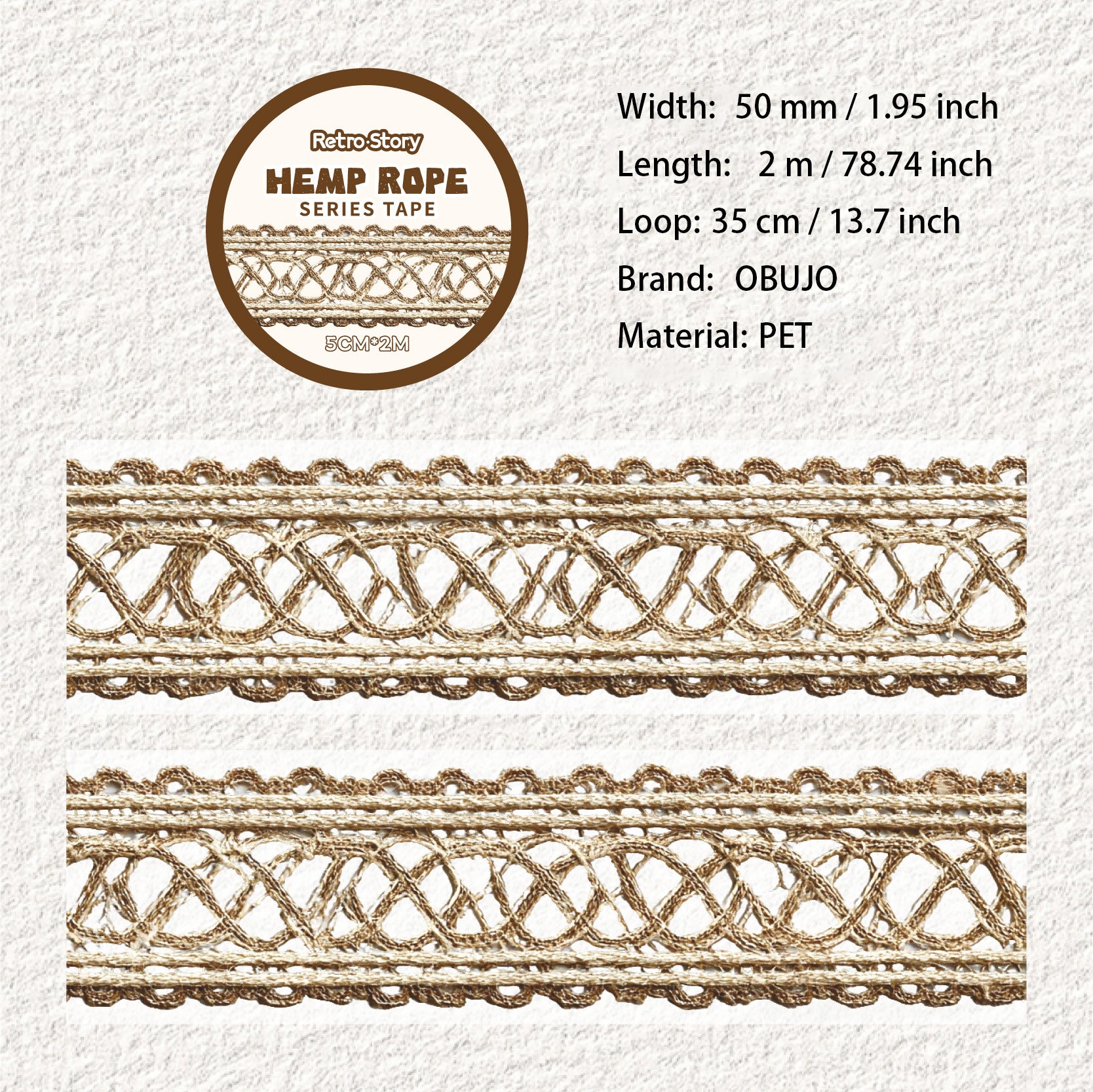 1 Roll Hemp Rope Themed PET Tape MSXL