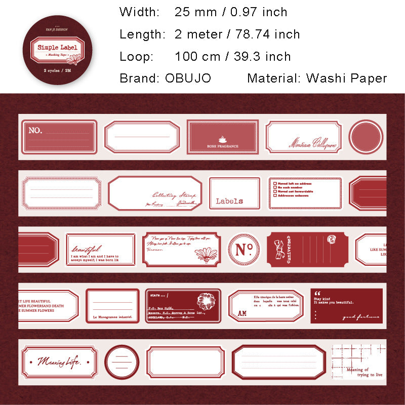 1 Roll Label Washi Stickers Tape JDBQ