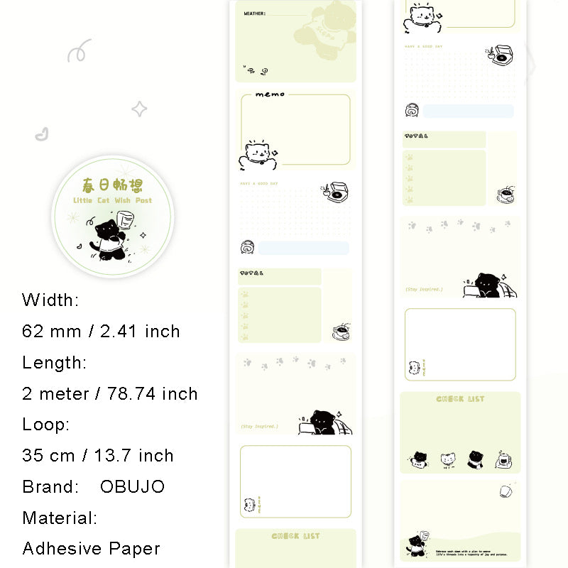 1 Roll Cat Theme Planner Stickers Tape XMJHT