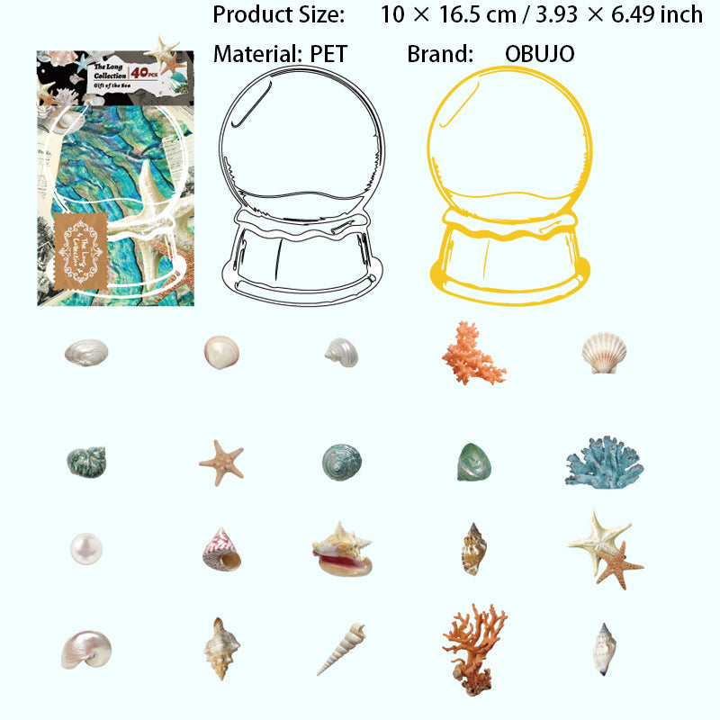 42 Pcs Butterfly Flower Under Sea Stickers MCSC