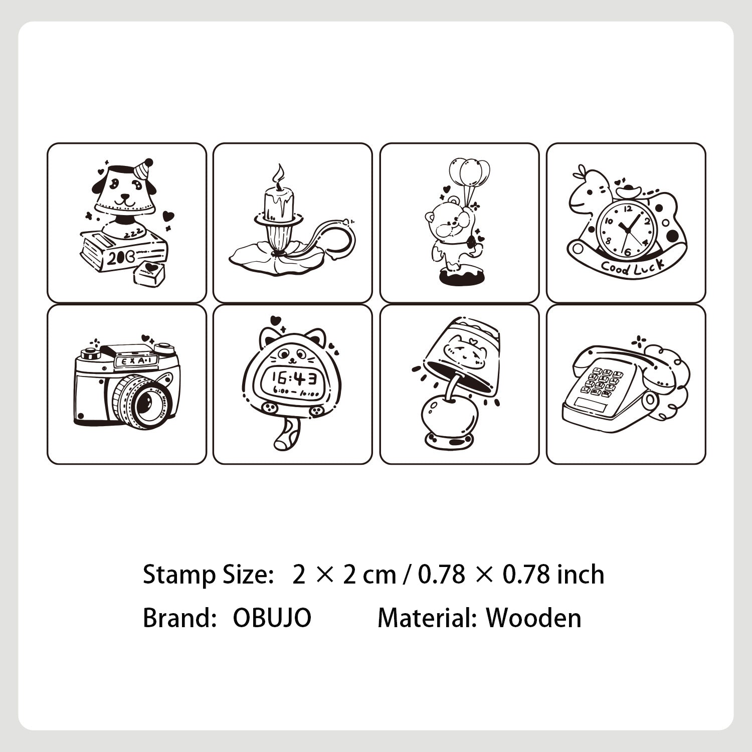 8 Pcs Cute Gadget Wooden Stamps Kit MKQX