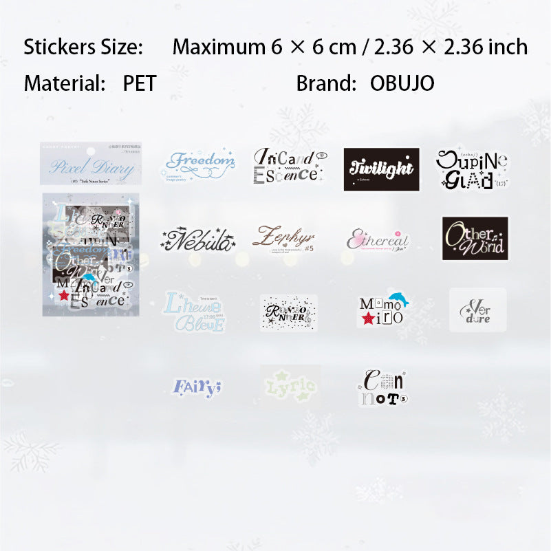 30 Pcs Aesthetic Words PET Stickers RRJS
