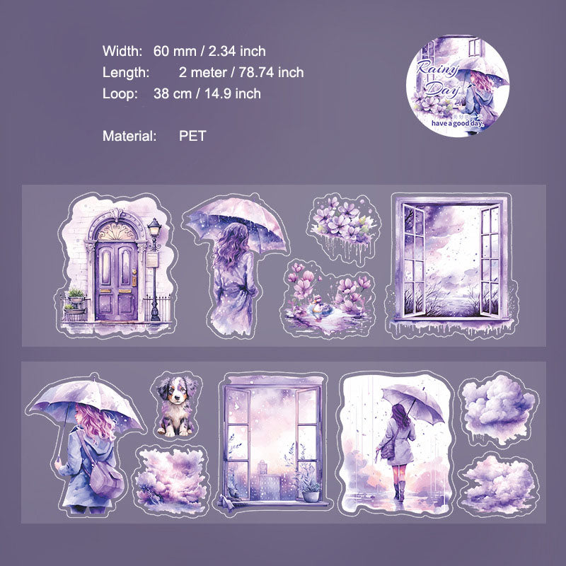 1 Roll Rainy Day PET Sticker Tape XYTX