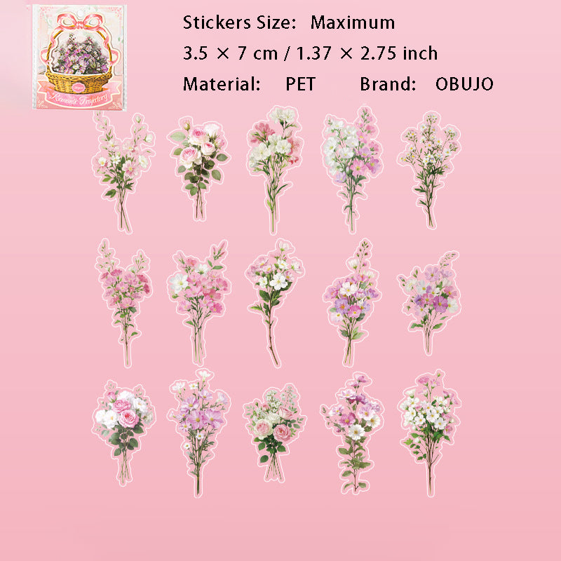 30 Pcs Flower PET Stickers HJSG