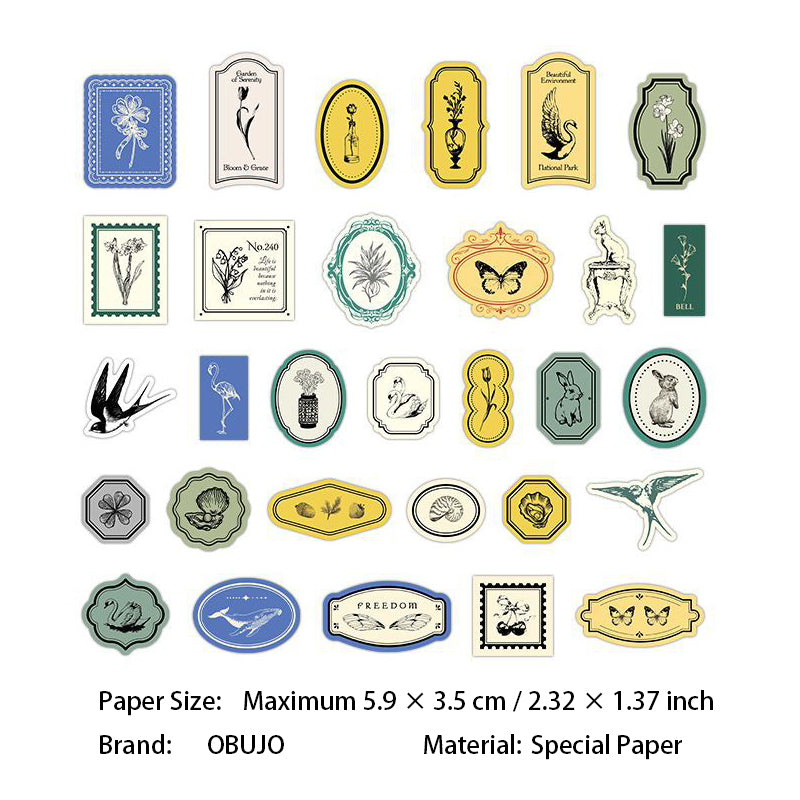 30 Pcs Vintage Label Stickers SJSZ
