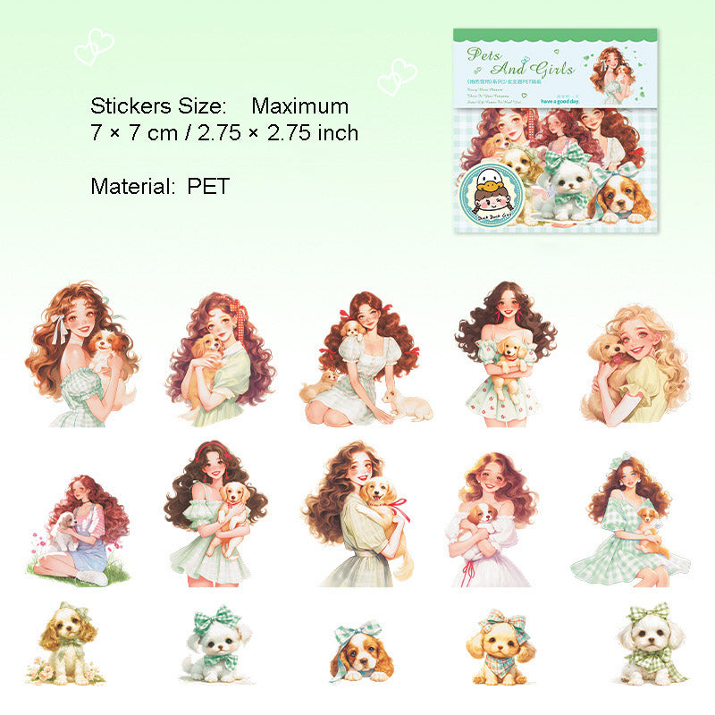 15 Pcs Pet Girl PET Stickers TDCW